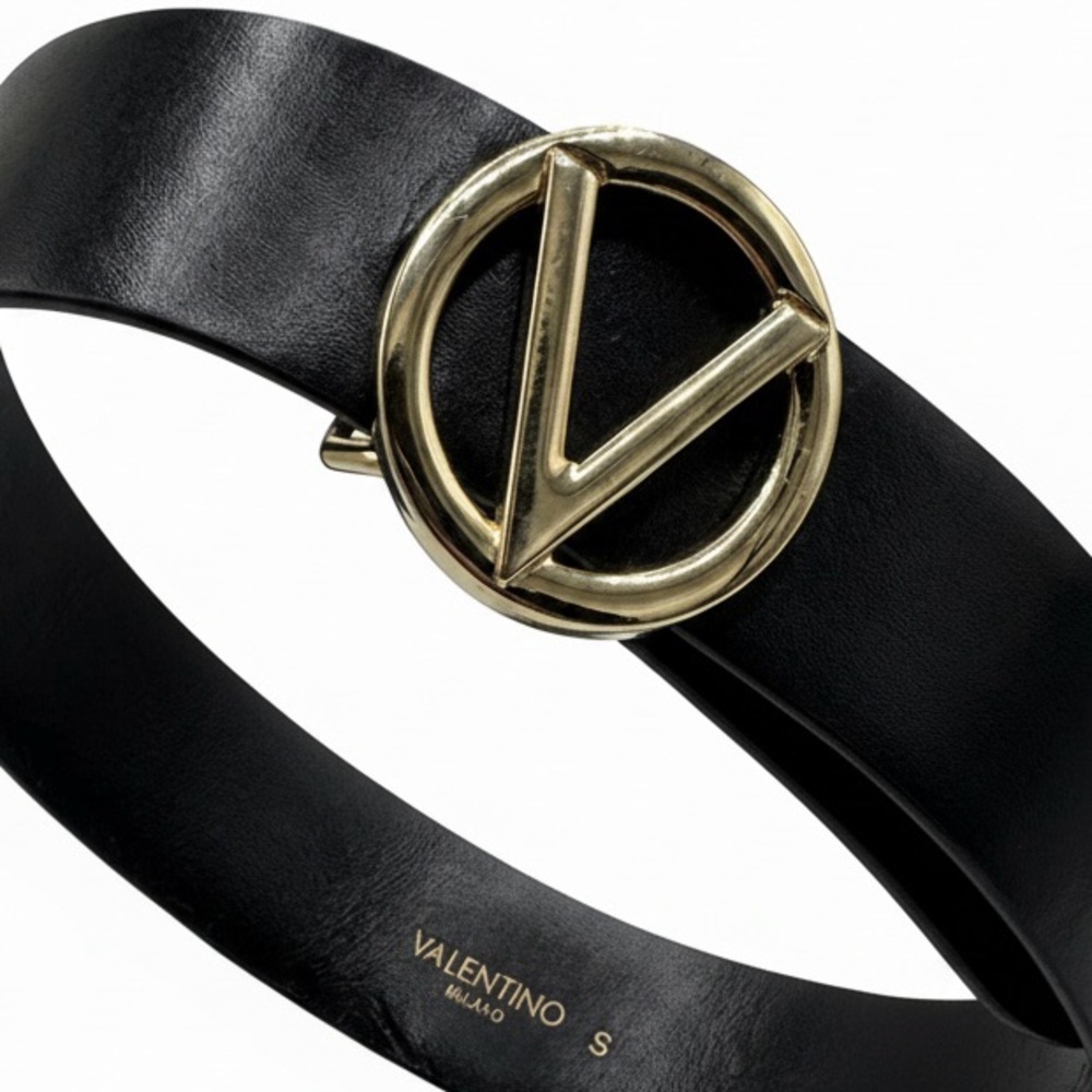 Valentino Women’s Black Belt with Gold V Emblem - Picture 3 of 7